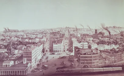 Ansicht der Stadt Utica, Bundesstaat New York, graviert von D.W. Moody, veröffentlicht von F. Michelin, um 1850